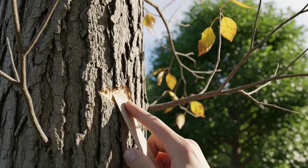 Arbre avec des branches mortes et sans feuilles, signe de dépérissement